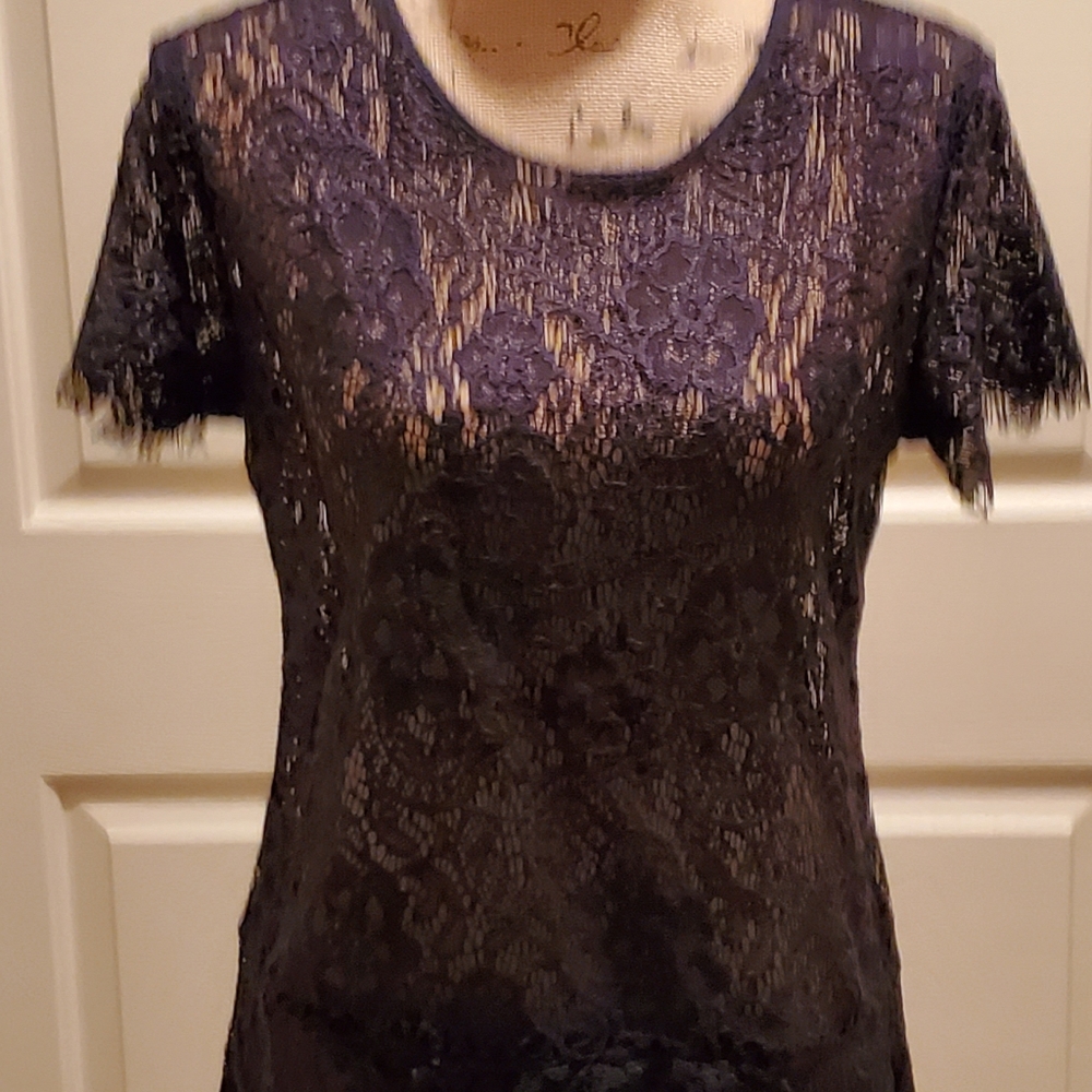 NWT  Sheer Lace black top